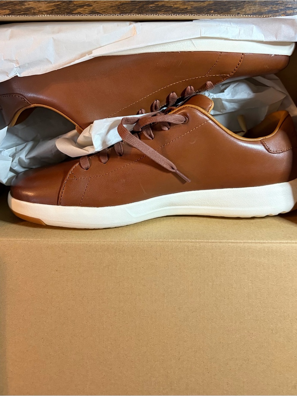 Cole Haan Grandpro Chestnut Leather Low-Top Sneakers - Picture 2 of 9